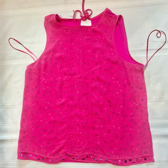 Tank‎ Top Sleeveless Blouse Floral Pleated Ruffle ELLE Sz L EUC - Picture 7 of 13